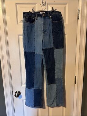 RSQ Patchwork Multi-Blue Wide Leg Jeans